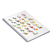 先生フルーツと野菜ABCアルファベットA-Z ノートブック (右側)