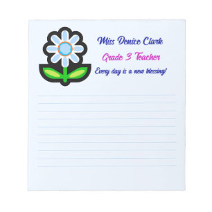 先生ブルーメモ帳（ブルーフラワー付き） ノートパッド