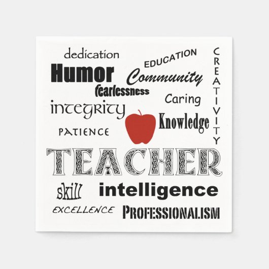 先生プライド+レッドアップル スタンダードカクテルナプキン (正面)