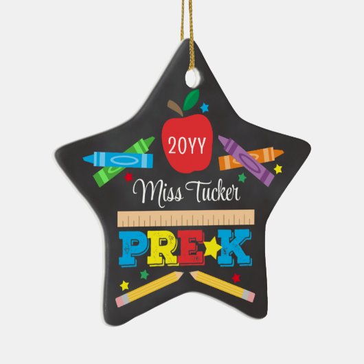 先生プレKプレショールクレヨンシャルボードスター セラミックオーナメント (右)