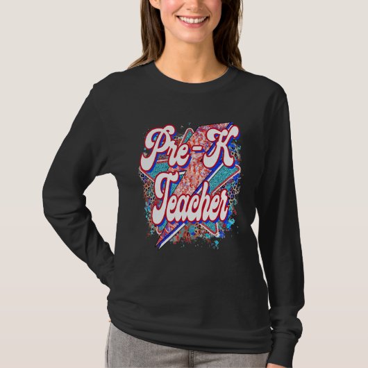 先生プレK先生稲妻ボルトバックスクー Tシャツ (正面)
