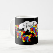 先生ベア自閉症啓発月SPED先生M コーヒーマグカップ (正面左)