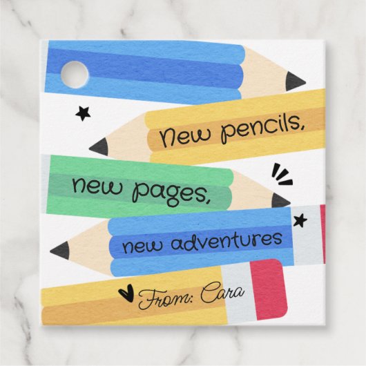先生ペンシルスクールスクエアメッセージカード フェイバータグ (正面)