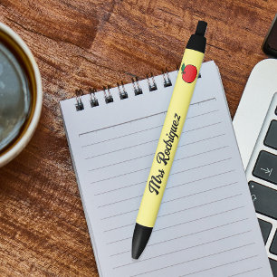 先生ペン(名前とAppleイラストレーション) 黒ボールペン