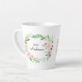 先生ホームギフトピンクフローラリースマグ カフェラテマグ (左アングル)