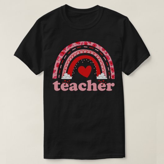 先生ボホレインボーハートバレンタインの贈り物 Tシャツ (デザイン正面)