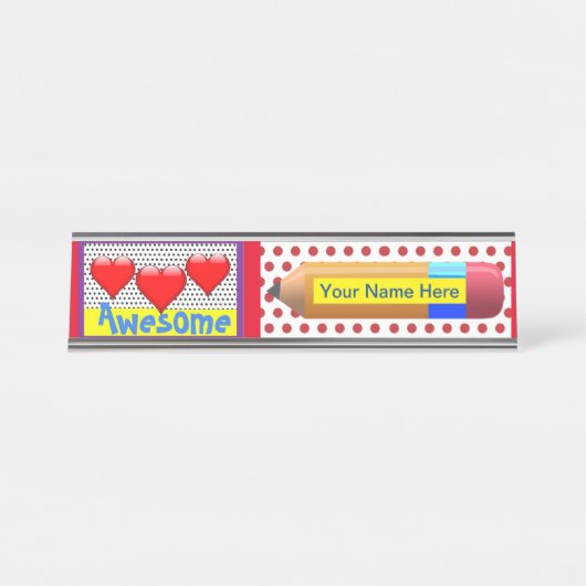 先生ポップ・アートの、アート、名前の追加 デスクネームプレート (正面)