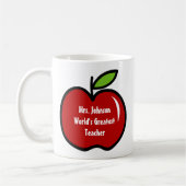 先生マグと赤りんご |パーソナライズ可能なデザイン コーヒーマグカップ (左)