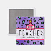 先生マグネット – パープルヒョウ印刷 マグネット (正面/裏面)