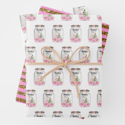 先生メイソンジャーフラワーズ ラッピングペーパーシート (インサイチュ)