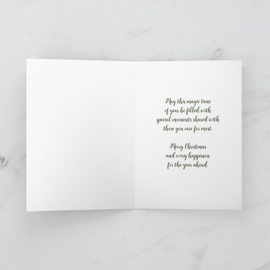 先生メリークリスマスカードグリーンクリスマスツリー シーズンカード (内部)