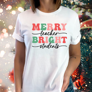 先生メリー学生の明るいクリスマス Tシャツ