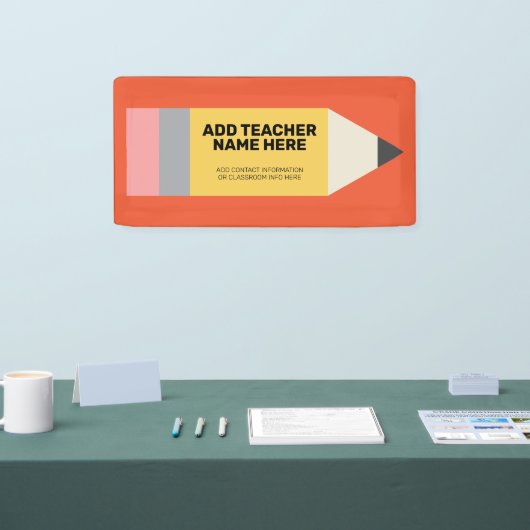 先生モダンと教室情報を含む鉛筆 横断幕 (トレードショー)