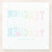 先生モダンレインボー色の名パーソナライズされた前 ガラスコースター (裏面)