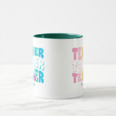 先生モダンレインボー色の名パーソナライズされた前 マグカップ (中央)