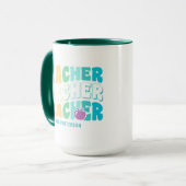 先生モダンレインボー色の名パーソナライズされた前 マグカップ (正面左)