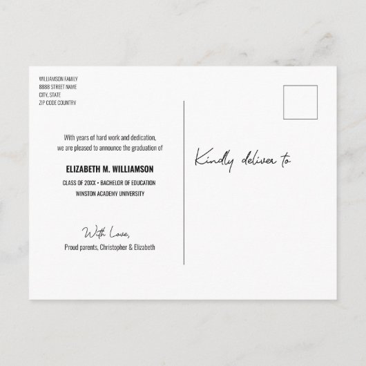 先生モダン写真のカスタム紹介 案内ポストカード (裏面)