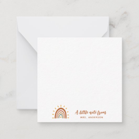 先生モダン名前をカスタムするボホレインボーサン ノートカード (正面)