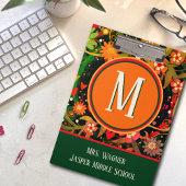 先生モノグラム名フローラ学校情報 クリップボード