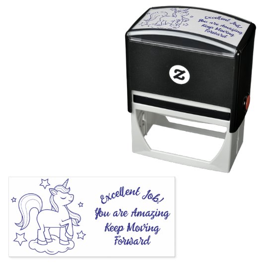 先生ユニコーン良い仕事、よく行われた宿題の女の子 セルフインキングスタンプ (インサイチュ)