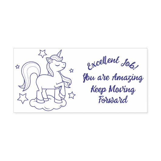 先生ユニコーン良い仕事、よく行われた宿題の女の子 セルフインキングスタンプ (デザイン)