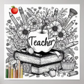 先生ユニークギフト着色ポスター印刷可能 ポスター (正面)