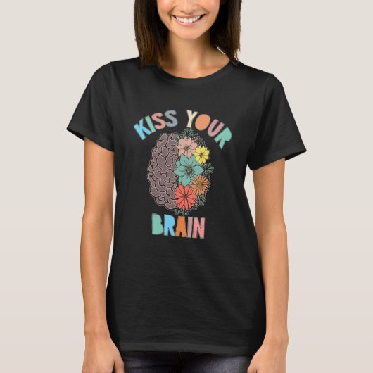 先生ライフキスあなたの脳学生クラス花 Tシャツ (正面)