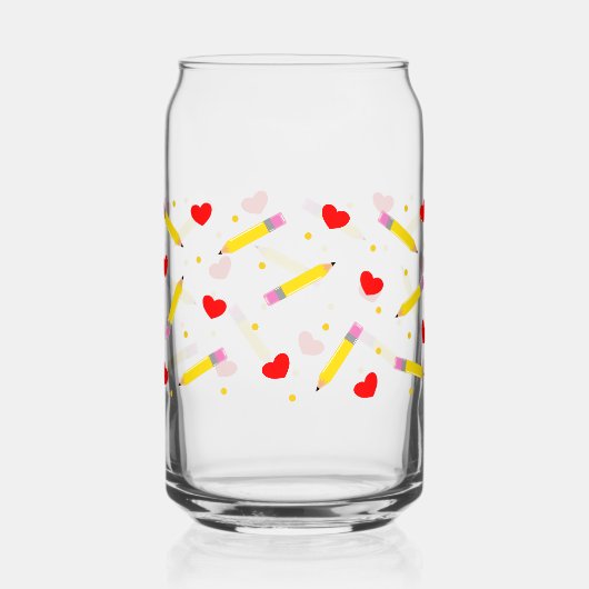 先生ライフ可愛いスクールカンガラスラップ ガラス缶 (正面)