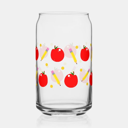 先生ライフ可愛いスクールカンガラスラップ ガラス缶 (正面)