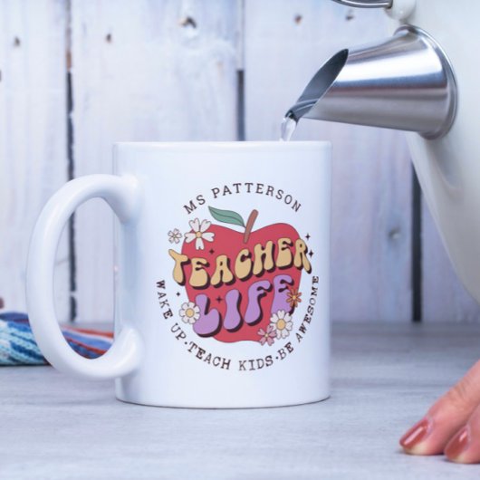 先生ライフ教えウェイクパーソナライズされたスクール名 コーヒーマグカップ