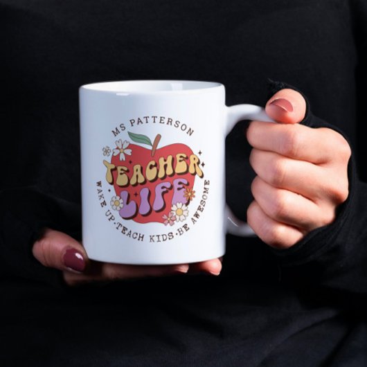 先生ライフ教えウェイクパーソナライズされたスクール名 コーヒーマグカップ