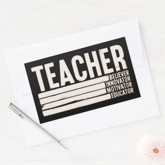 先生ライフ新学期 長方形シール (封筒)