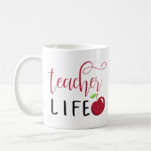 先生ライフ赤りんごタイポグラフィ先生 コーヒーマグカップ (左)