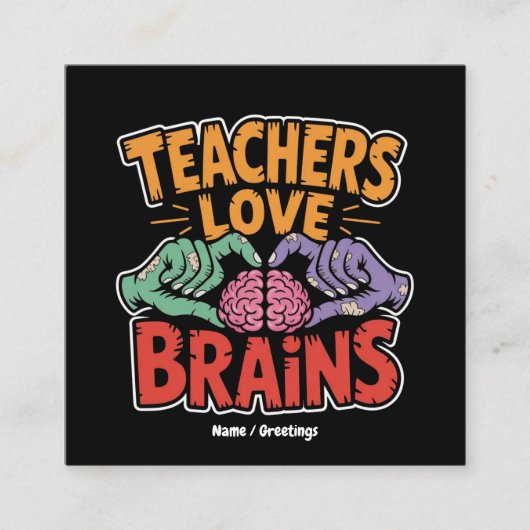 先生ラブブレインズゾンビハンズハートハロウィーン スクエア名刺 (正面)