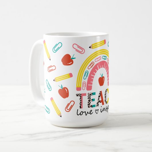 先生ラブマ教えグにヒョウインスパイアギフト コーヒーマグカップ (正面左)