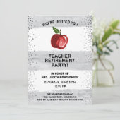 先生リタイアアップルウォーター色グレーのストライプ 招待状 (スタンド正面)