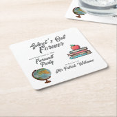 先生リタイアカラフルノスタルジッククラシック スクエアペーパーコースター (アングル)