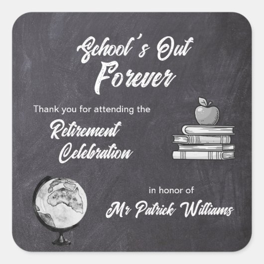 先生リタイアチョーク黒板ノスタルジック スクエアシール (正面)
