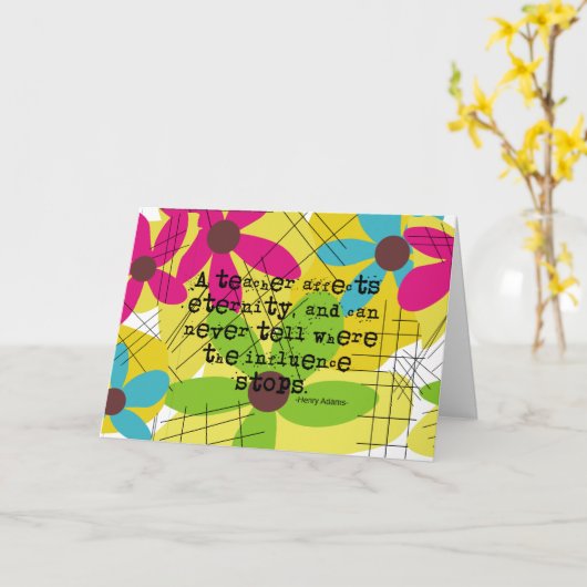 先生リタイアメントカードヘンリーアダムス引用文 カード (黄色い花)