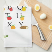 先生リタイアAからZ果実野菜アルファベット キッチンタオル (四つ折り)