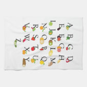 先生リタイアAからZ果実野菜アルファベット キッチンタオル (横)
