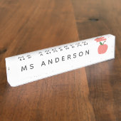 先生リンゴ |かわいいモダングラフィックフルーツクラス デスクネームプレート (側面)