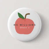 先生リンゴ |カスタム学級名かわいいモダンおもしろい 缶バッジ (正面)