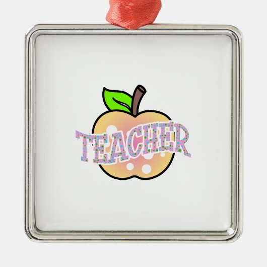 先生リンゴ メタルオーナメント (正面)