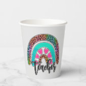 先生レインボーカラフル- Leopard Print 紙コップ (裏面)