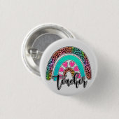 先生レインボーカラフル- Leopard Print 缶バッジ (正面&裏面)