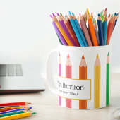 先生レインボーカラーペンシルパーソナライズされた コーヒーマグカップ