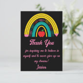 先生レインボースクールサプライピンクブラック サンキューカード (スタンド正面)