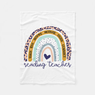 先生レインボーヒョウ読プリントのスペシャリスト フリースブランケット