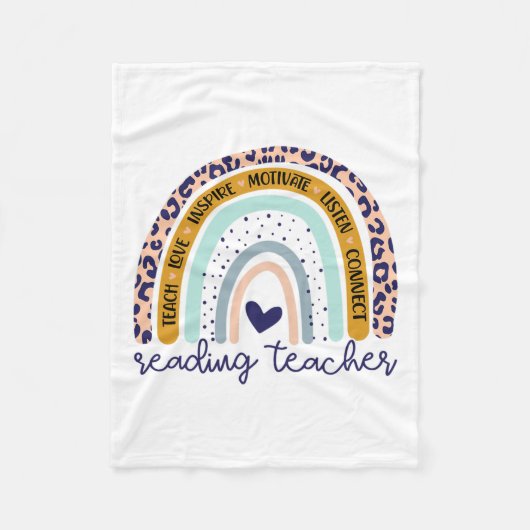 先生レインボーヒョウ読プリントのスペシャリスト フリースブランケット (正面)
